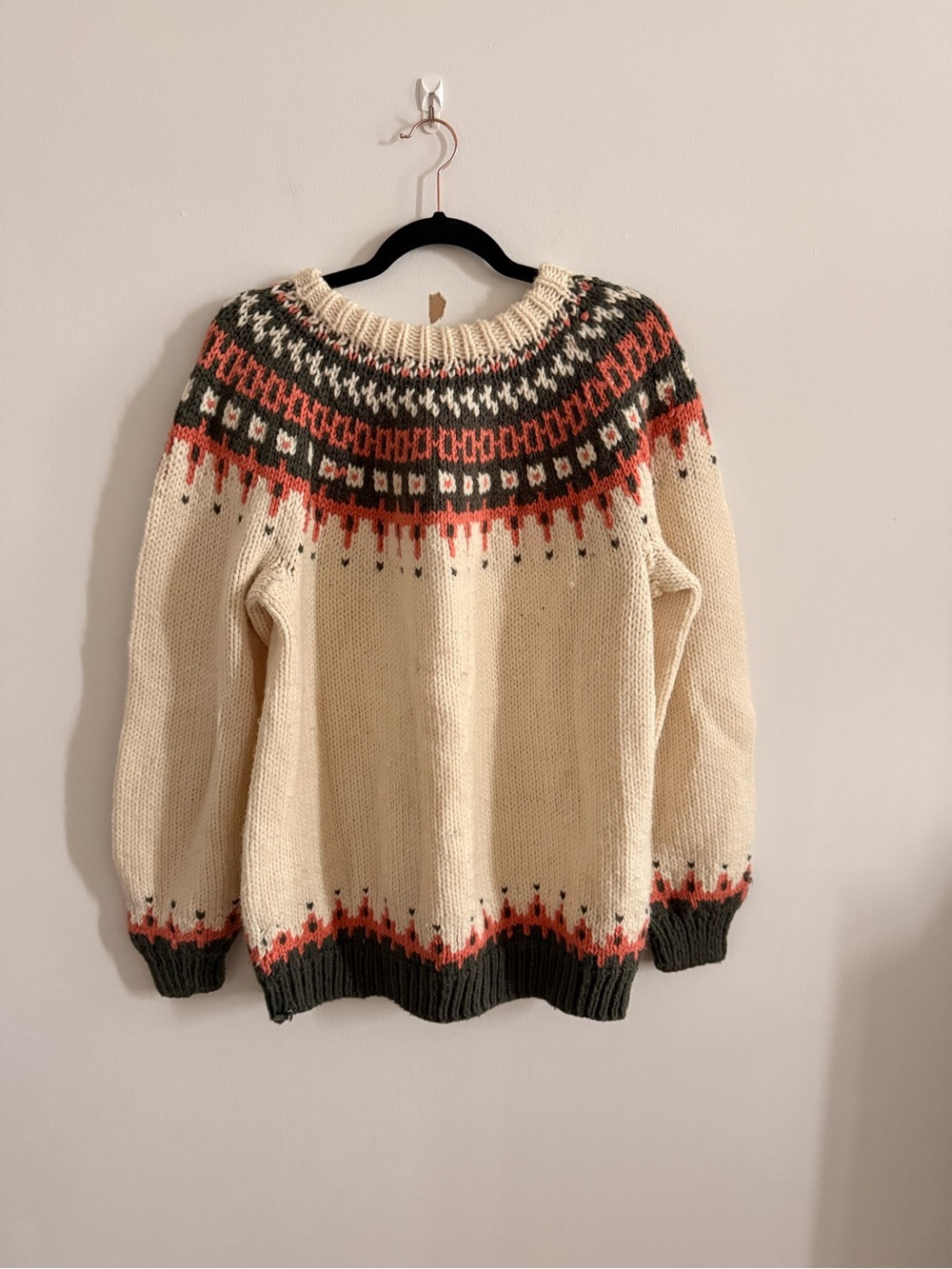 Cream Fair Isle Yoke Wool-Blend Sweater